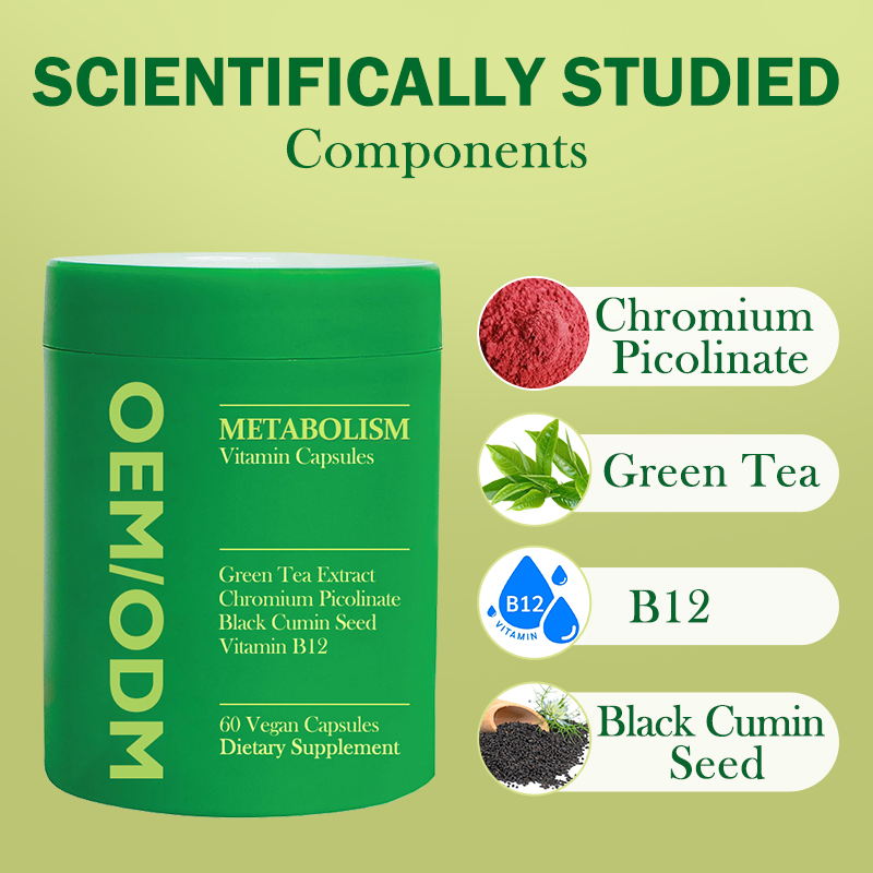 描述图_03 Factory Wholesale Herbal Supplements 60-Capsule Metabolism Capsules Vitamin B12 Chromium Black Cumin for Adults Immune Support - 图片 5