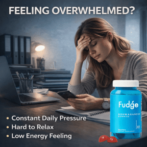 fudgé ashwagandha gummies – mixed berry flavor, stress relief & mood support – 60 gummies
