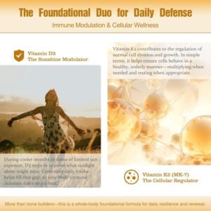 vitamin d3 + k2 2 in 1 softgels – 5,000 iu d3 + 100 mcg k2, 180 capsules | non gmo, gluten free, soy free