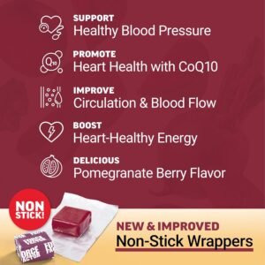total beets ultimate heart health gummies – 4 in 1 formula with beetroot, grapeseed, coq10 & b vitamins, 60 pomegranate berry gummies