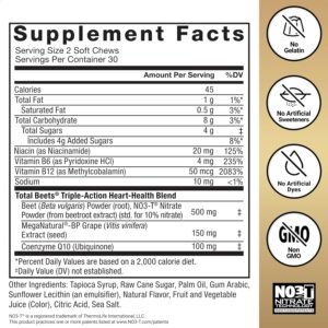 total beets ultimate heart health gummies – 4 in 1 formula with beetroot, grapeseed, coq10 & b vitamins, 60 pomegranate berry gummies