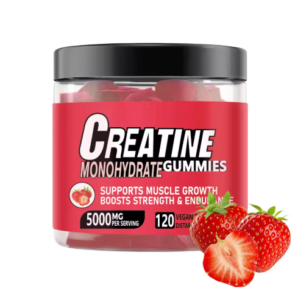 creatine monohydrate gummies – strawberry flavor, boost muscle growth, strength & endurance – 120 vegan gummies