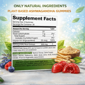 fudgé ashwagandha gummies – mixed berry flavor, stress relief & mood support – 60 gummies