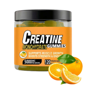 creatine monohydrate gummies – orange flavor, boost muscle growth, strength & endurance – 120 vegan gummies