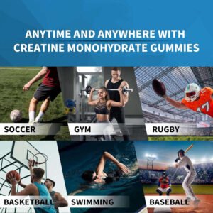 creatine monohydrate gummies – strawberry flavor, boost muscle growth, strength & endurance – 120 vegan gummies
