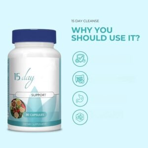 15 day cleanse gut support – 30 capsules dietary supplement for digestive health & wellness