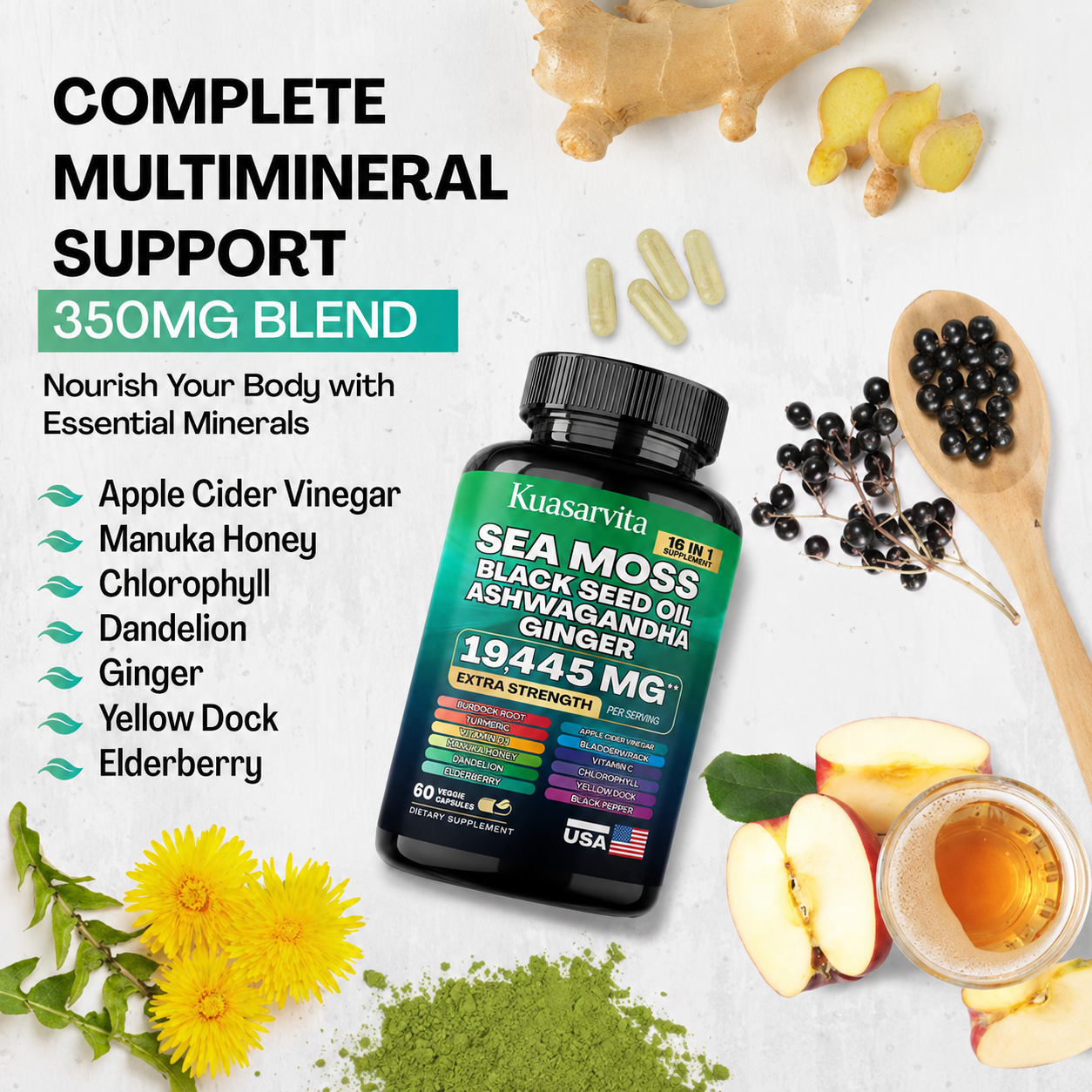 Sea Moss Capsules – 12-in-1 Men’s Complex | Honson Global CAPSULES