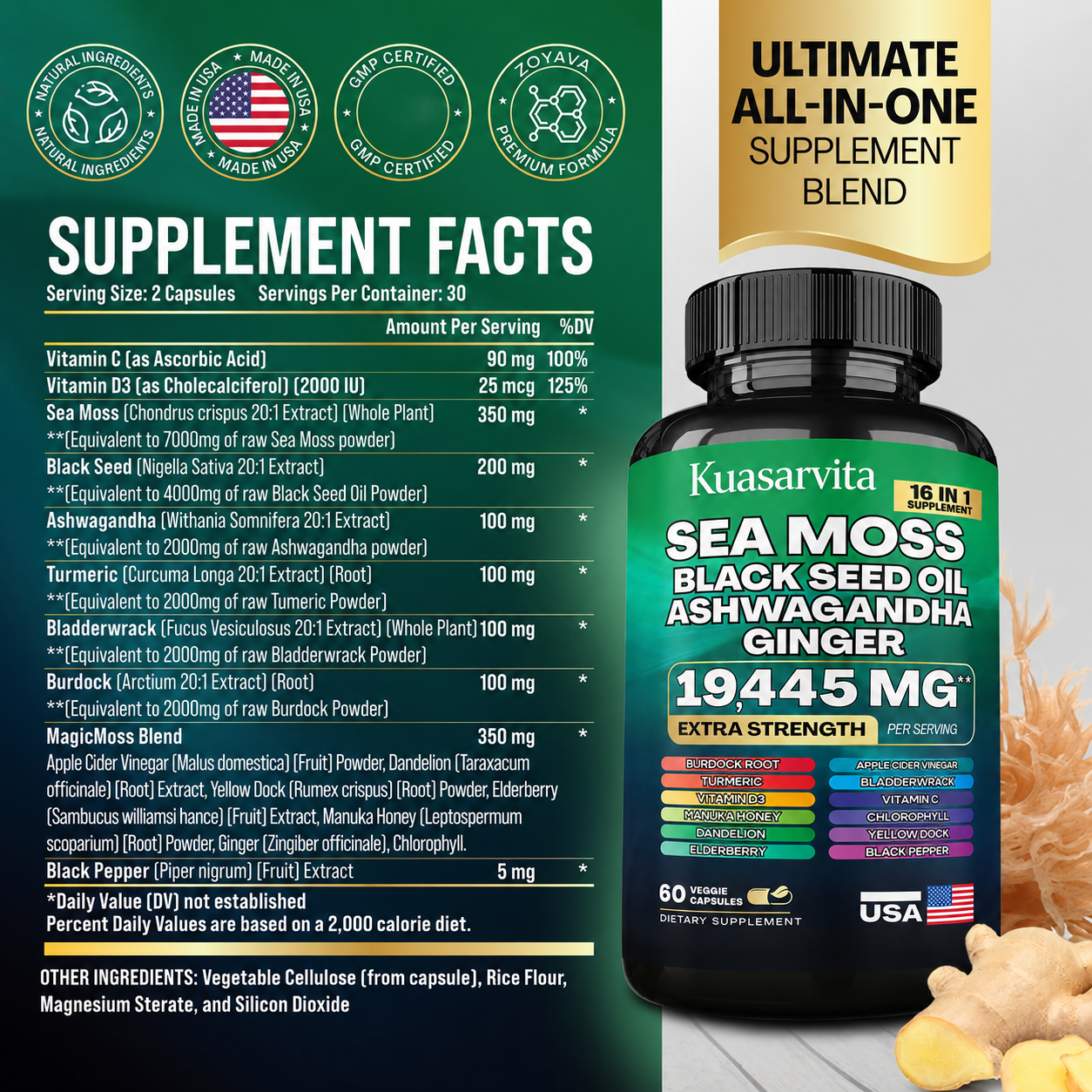 Sea Moss Capsules – 12-in-1 Men’s Complex | Honson Global CAPSULES