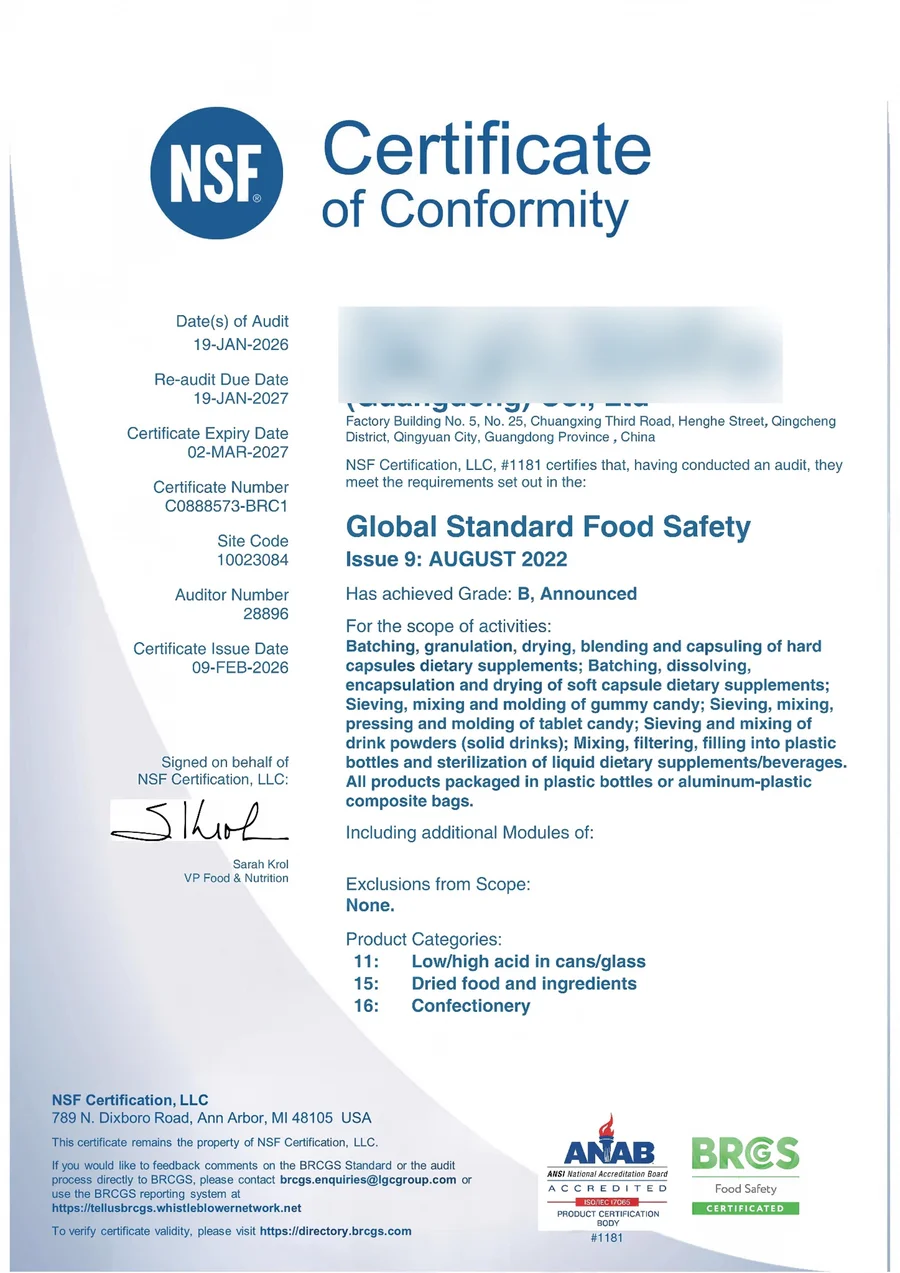 BRCGS Food Safety Certified