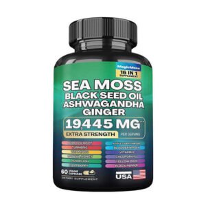 HonsonGlobal Wholesale Price OEM/Private Label Wholesale Sea Moss Capsule Energy Support Supplements 12 in 1 Ginseng Ashwagan