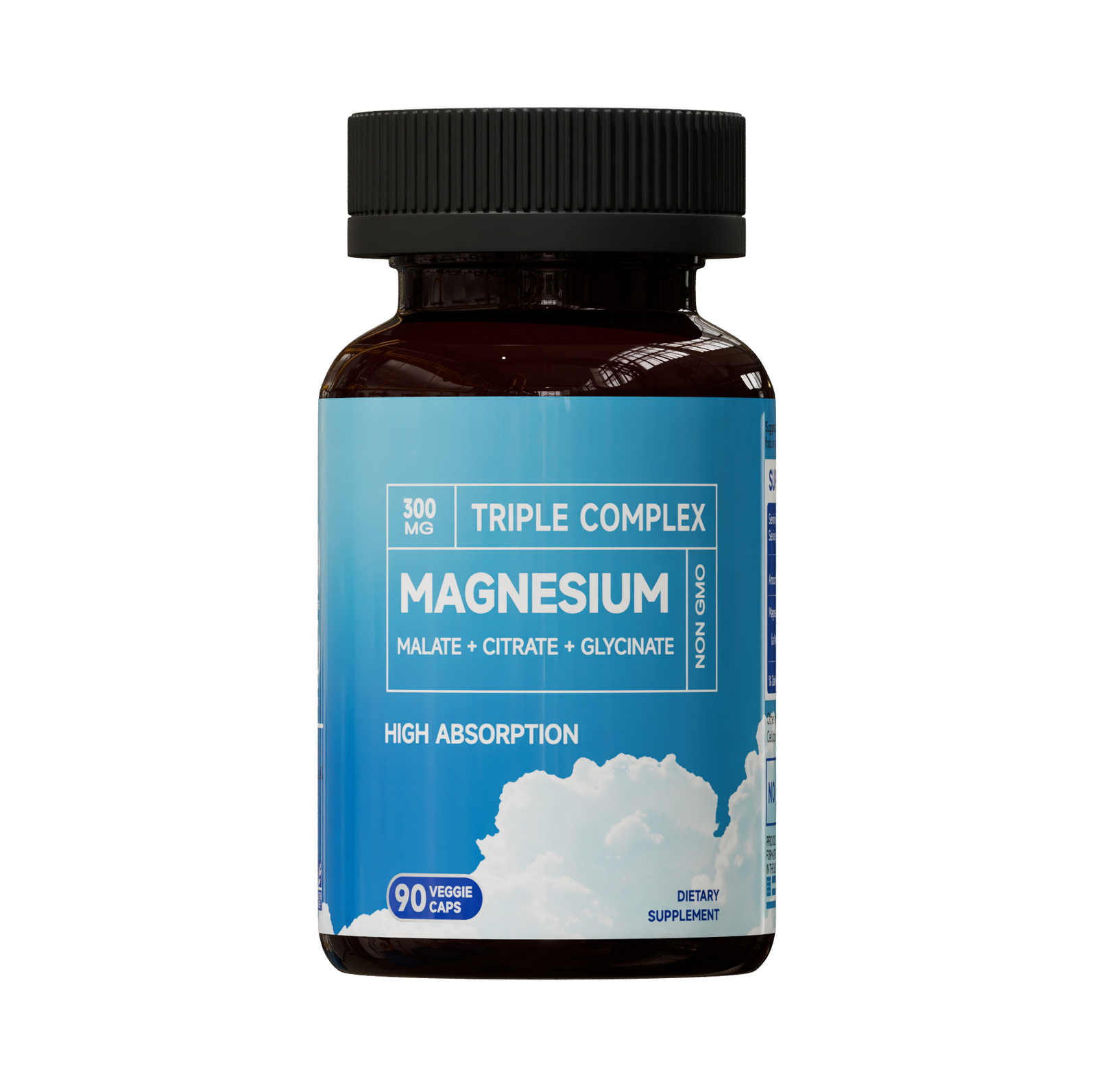 HonsonGlobal Wholesale Price OEM/Private Label Triple Magnesium Complex 300mg, High Absorption 90 Capsules, Support Heart, Mu