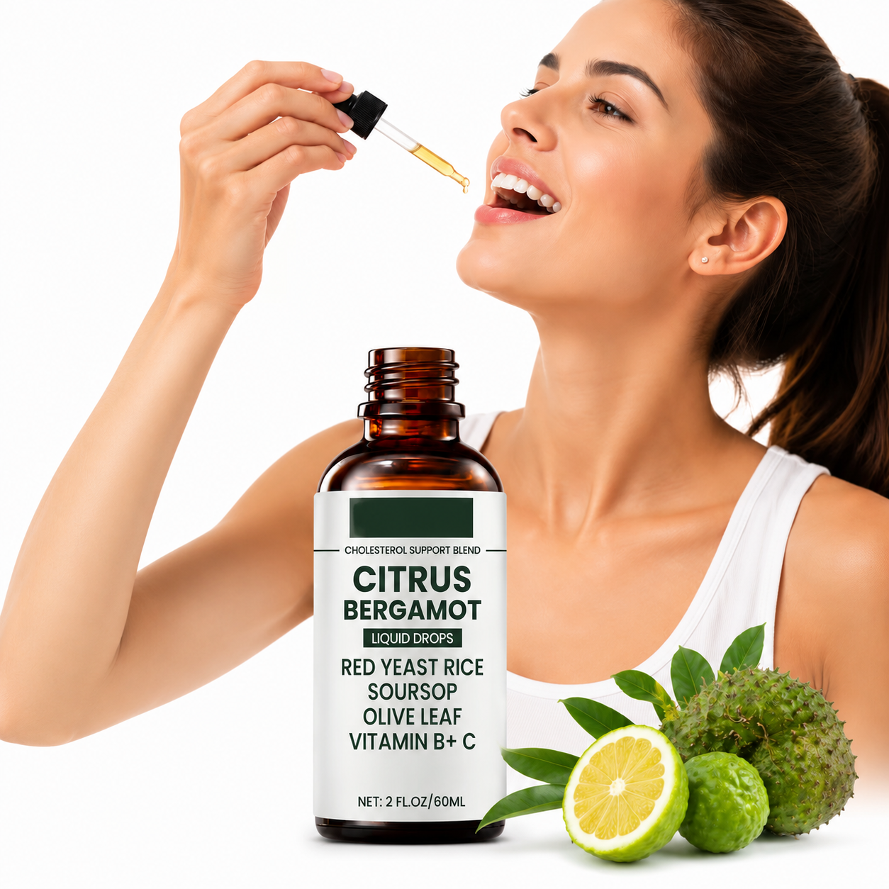 HonsonGlobal Wholesale Price OEM/Private Label Citrus Bergamot Red Yeast Rice Soursop Olive Leaf Herbal Liquid Drops Natural