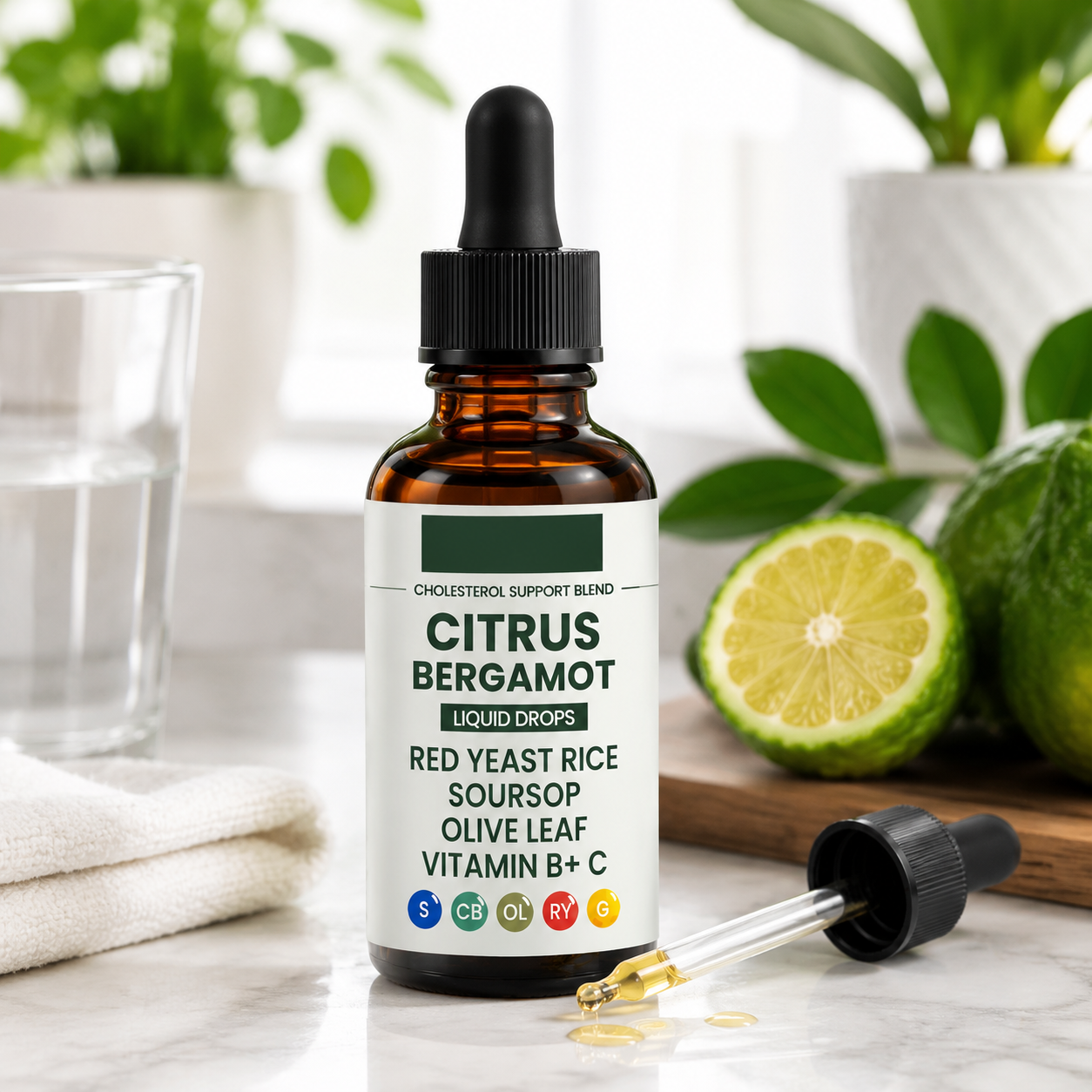 HonsonGlobal Wholesale Price OEM/Private Label Citrus Bergamot Red Yeast Rice Soursop Olive Leaf Herbal Liquid Drops Natural
