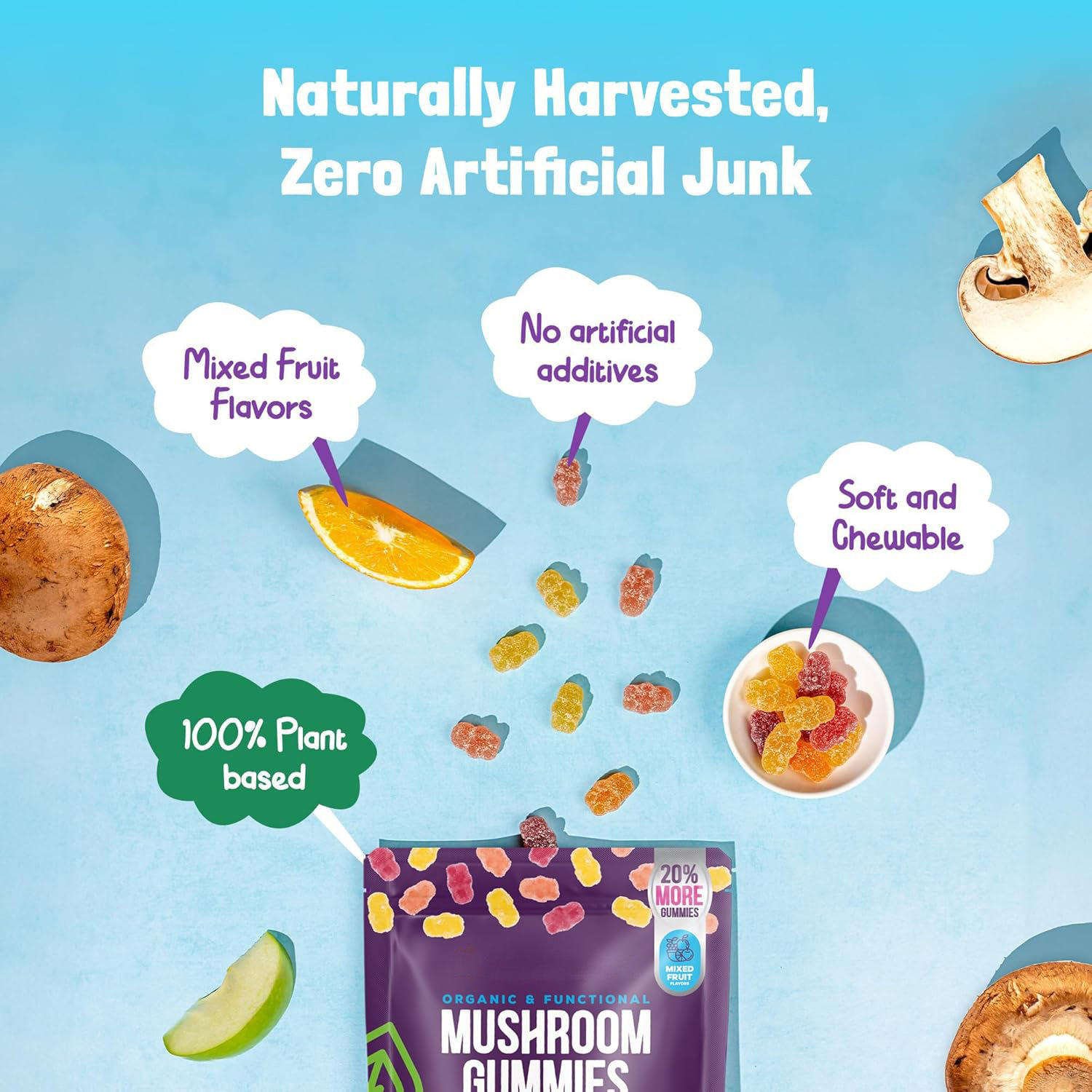 HonsonGlobal Wholesale Price OEM/Private Label Mushroom Gummies With KSM 66 Ashwagandha Vegan Gluten Free Gelatin Free Lions