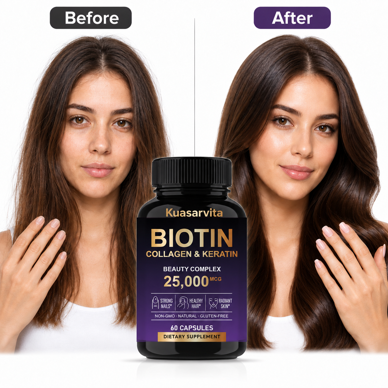 Biotin Collagen & Keratin Capsules, Hair Nail Skin Beauty Support Supplement