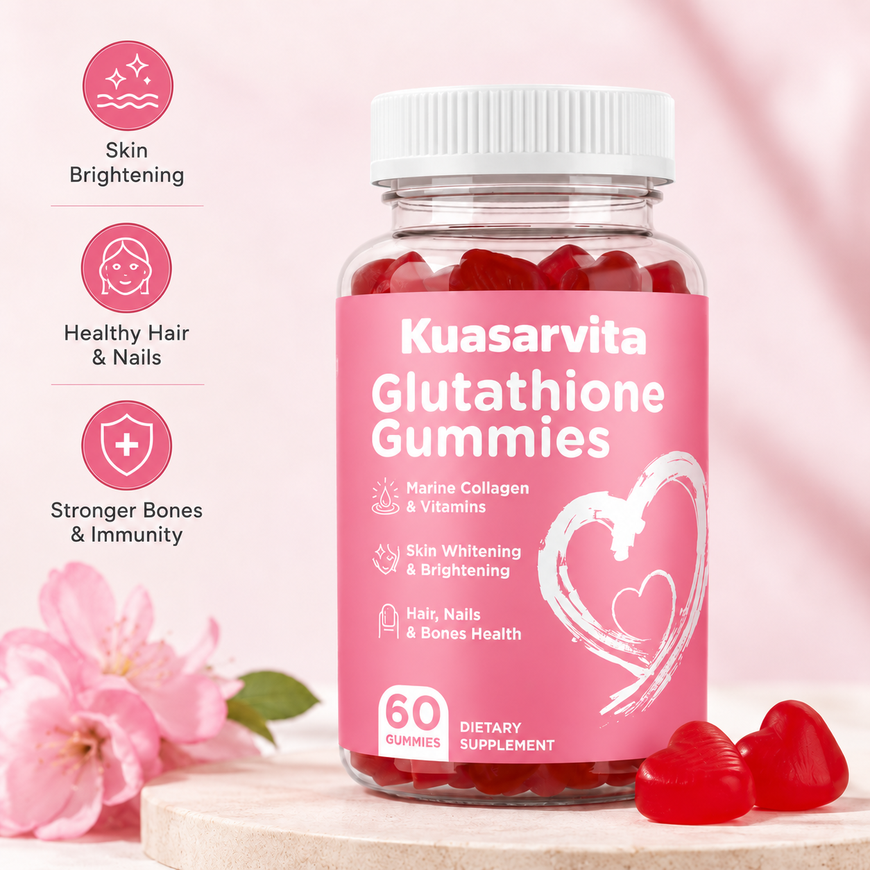 Glutathione Gummies – Skin Brightening & Hair Nail Support