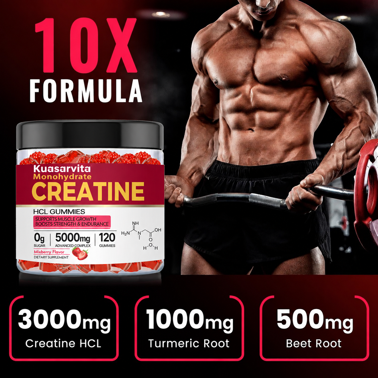 Creatine Monohydrate Gummies – Mixed Berry Flavor, Sport Performance