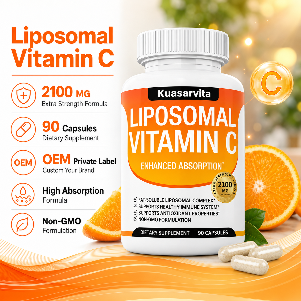 Liposomal Vitamin C Capsules – 2100mg Per Serving, 60 Count