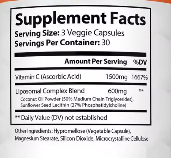Liposomal Vitamin C Capsules – 2100mg Per Serving, 60 Count