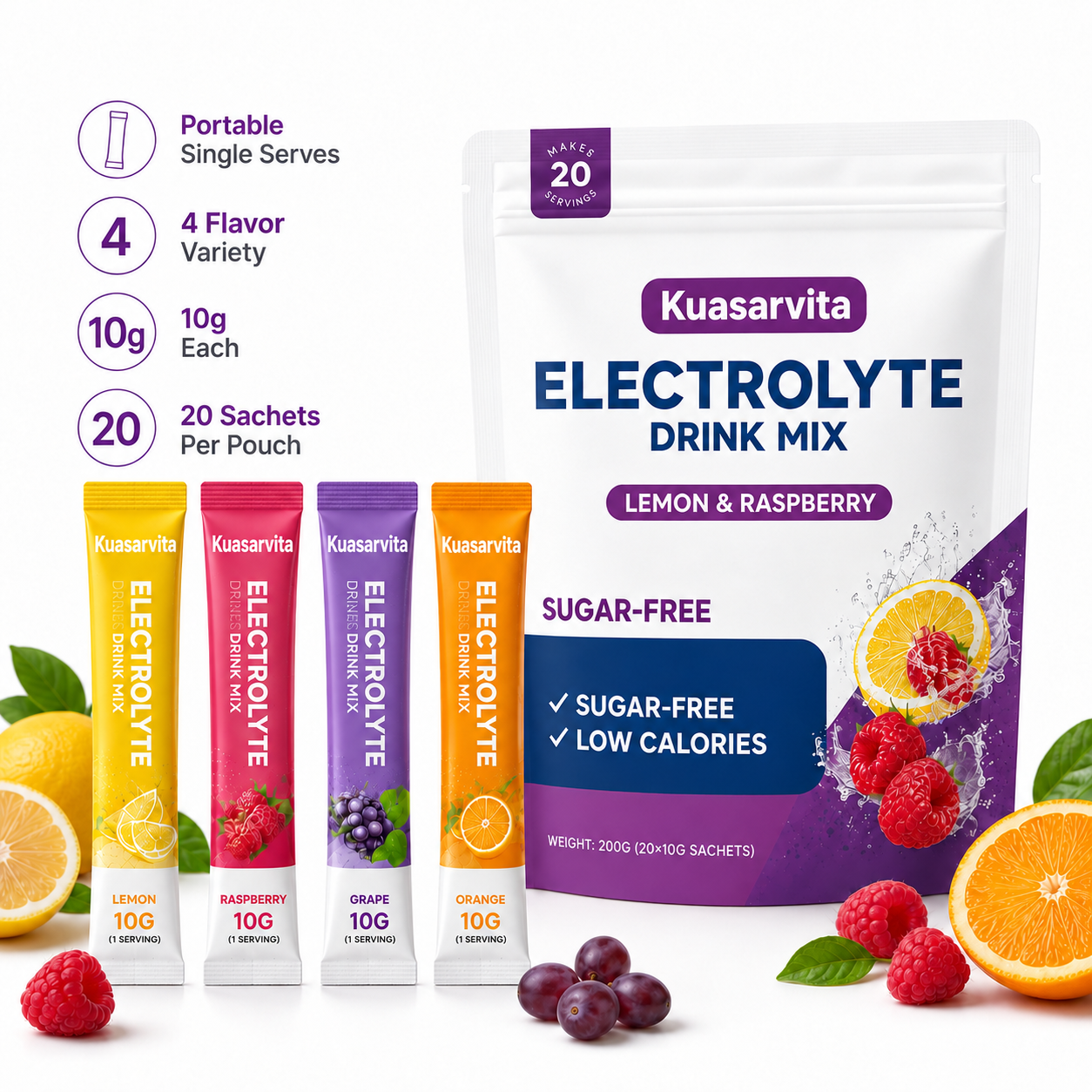 Sugar Free Electrolyte Drink Mix Powder Sticks