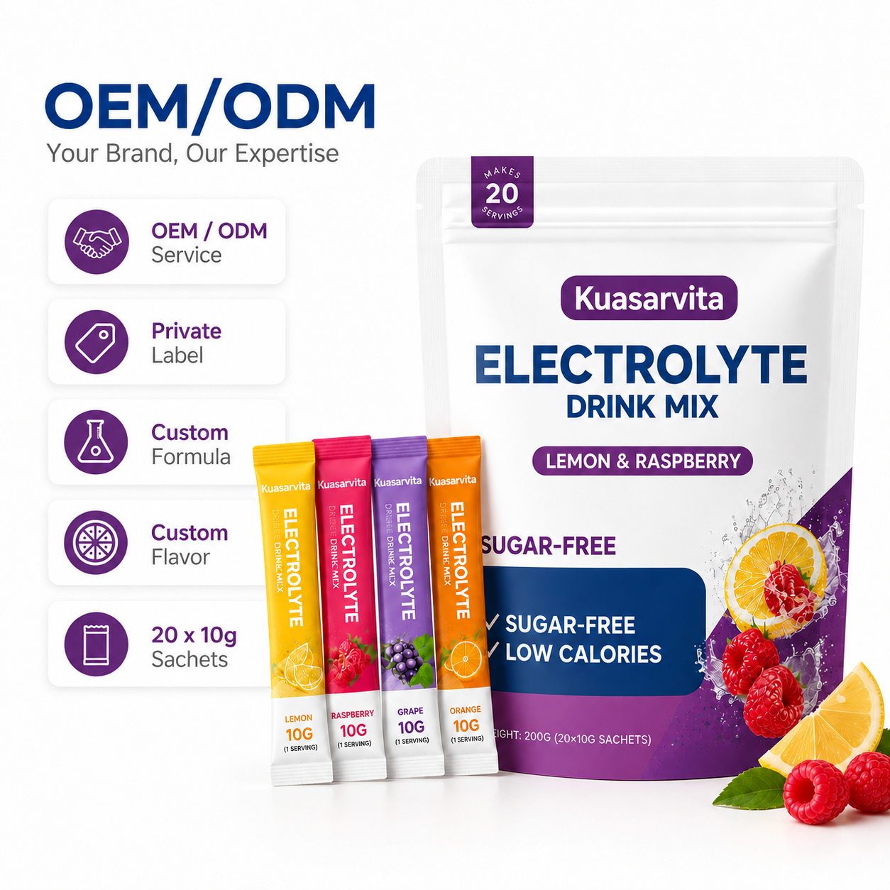 Sugar Free Electrolyte Drink Mix Powder Sticks
