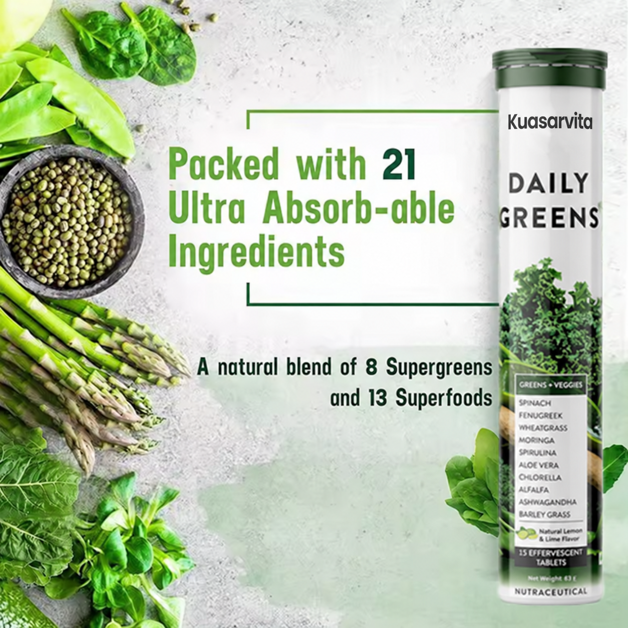 Daily Greens Multivitamin Effervescent Tablets – 15 Count