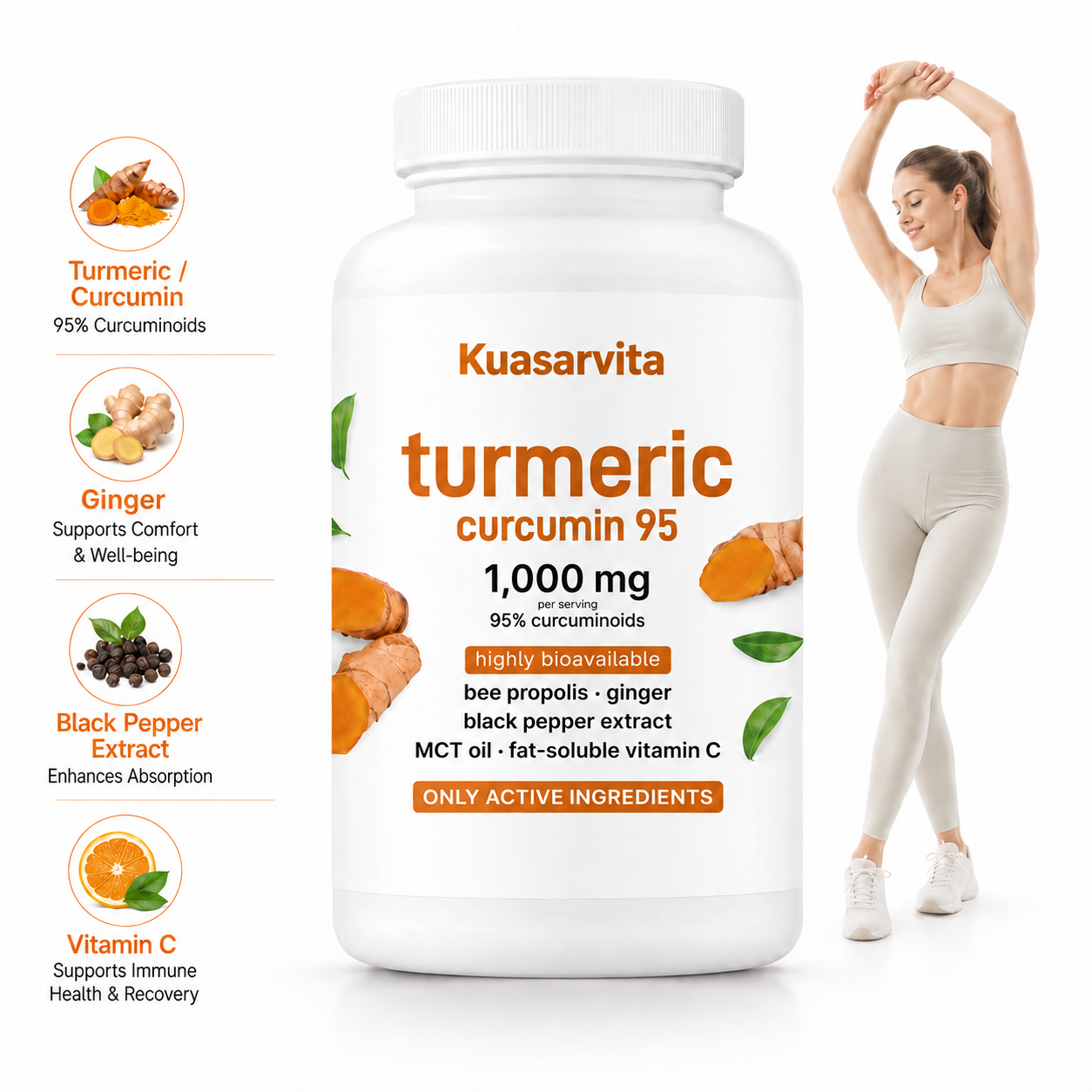 Turmeric Curcumin Capsules – 1000mg, 120 Count