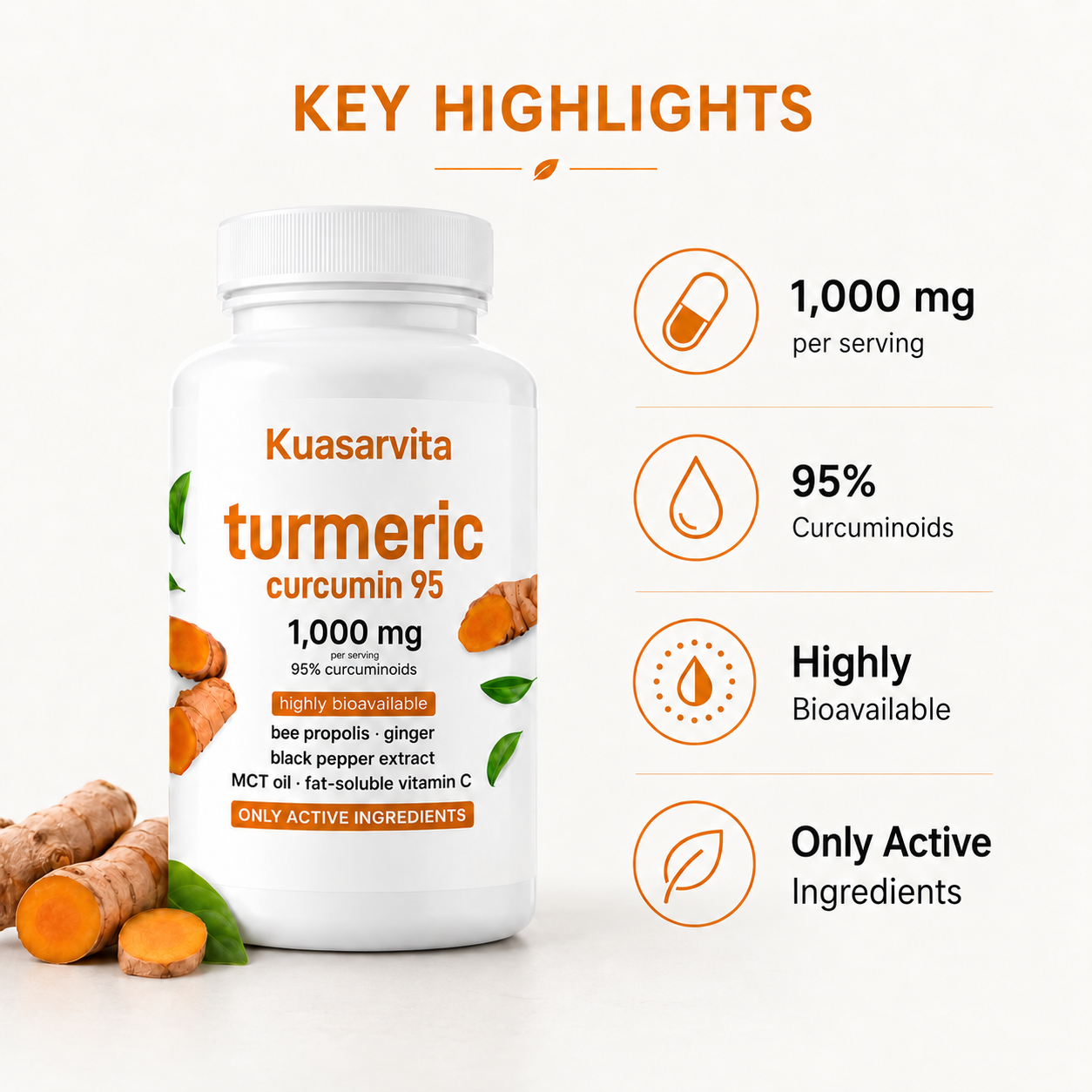 Turmeric Curcumin Capsules – 1000mg, 120 Count
