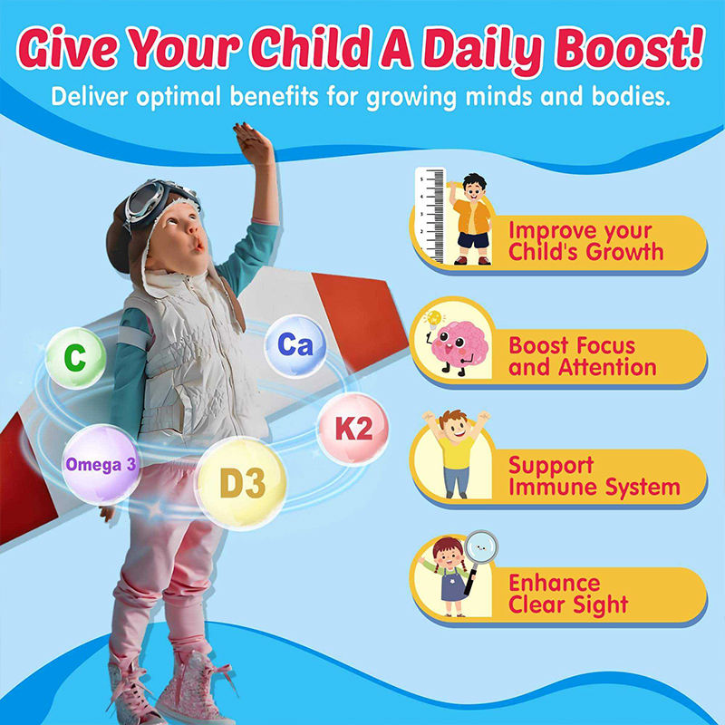 Kids Algae Omega 3 Gummies‑DHA 450mg EPA 225mg per serving