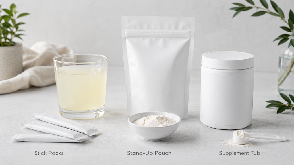 Electrolyte powder packaging options