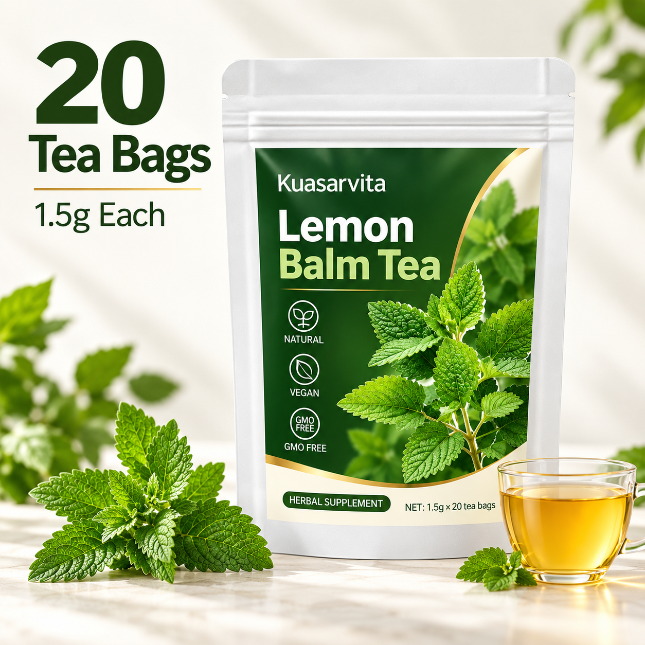 Lemon Balm Tea – Vegan, 20 Tea Bags